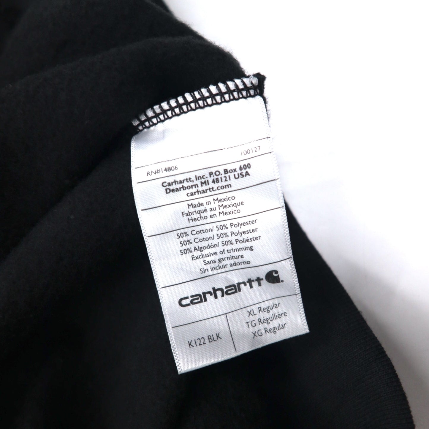 Carhartt フルジップパーカー XL ブラック 裏起毛 DELTA 刺繍 MIDWEIGHT HOODED ZIPFRONT SWEAT K122 メキシコ製 未使用品