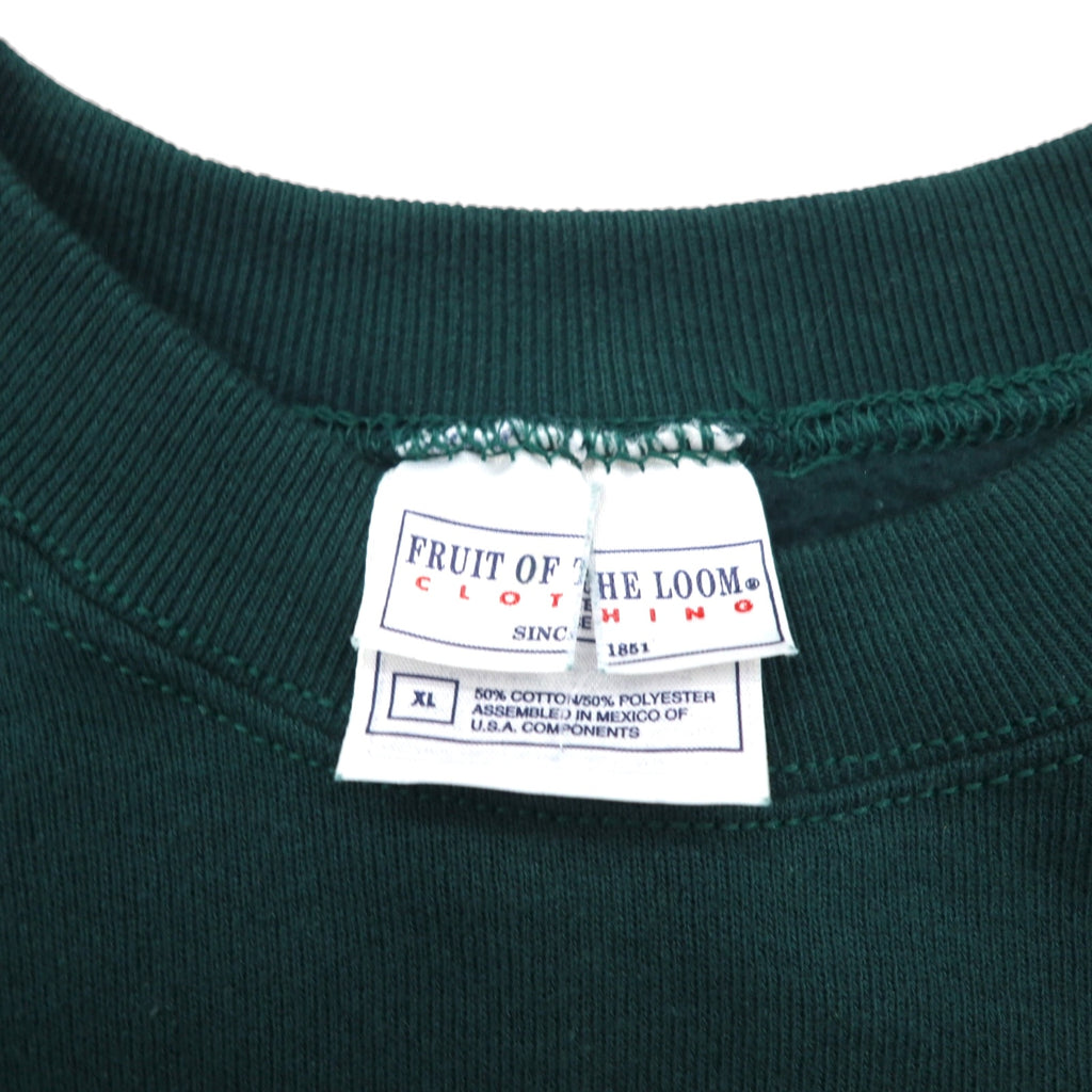 FRUIT OF THE LOOM Blank Sweatshirt, XL, Green, Solid Cotton, Fleece Lining