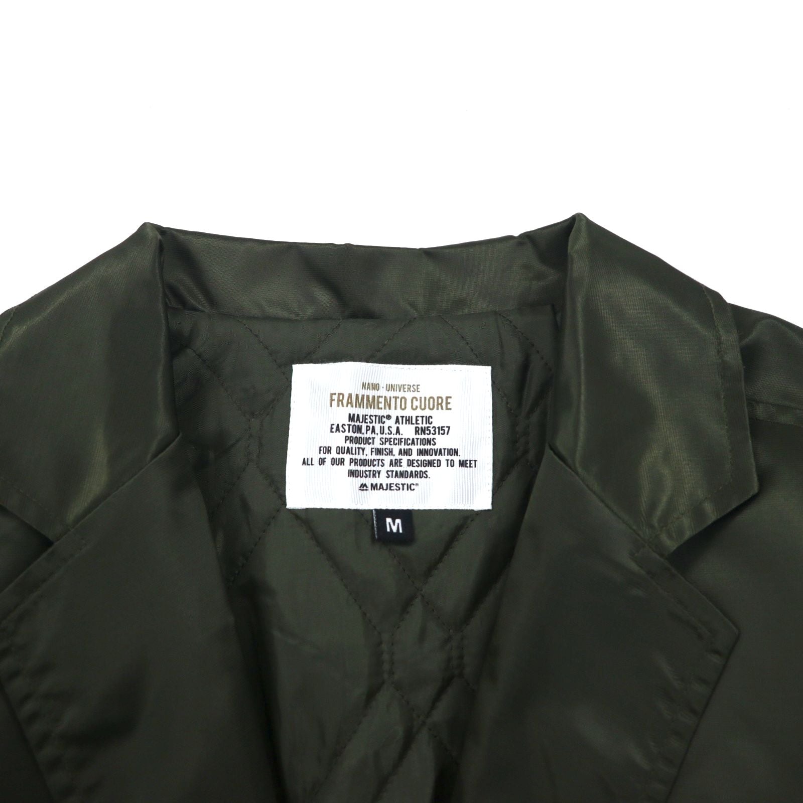 MAJESTIC x FRAMMENTO CUORE Nylon Tailored Jacket, Size M, Khaki, Padded, XM23-MAJ-0009-GRN6, nano universe Exclusive