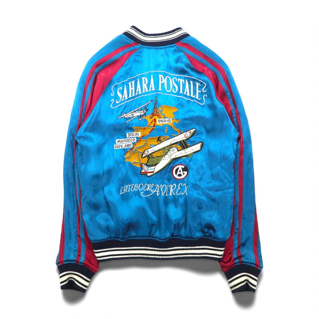 AVIREX Reversible Satin Sukajan Souvenir Jacket, Size L, Black/Blue, Rayon with Embroidery, 6112012