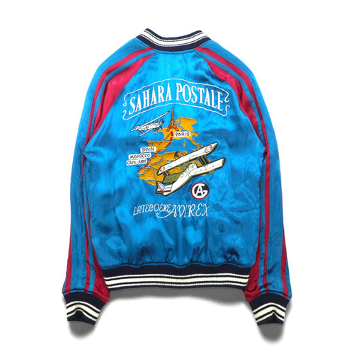 AVIREX Reversible Satin Sukajan Souvenir Jacket, Size L, Black/Blue, Rayon with Embroidery, 6112012