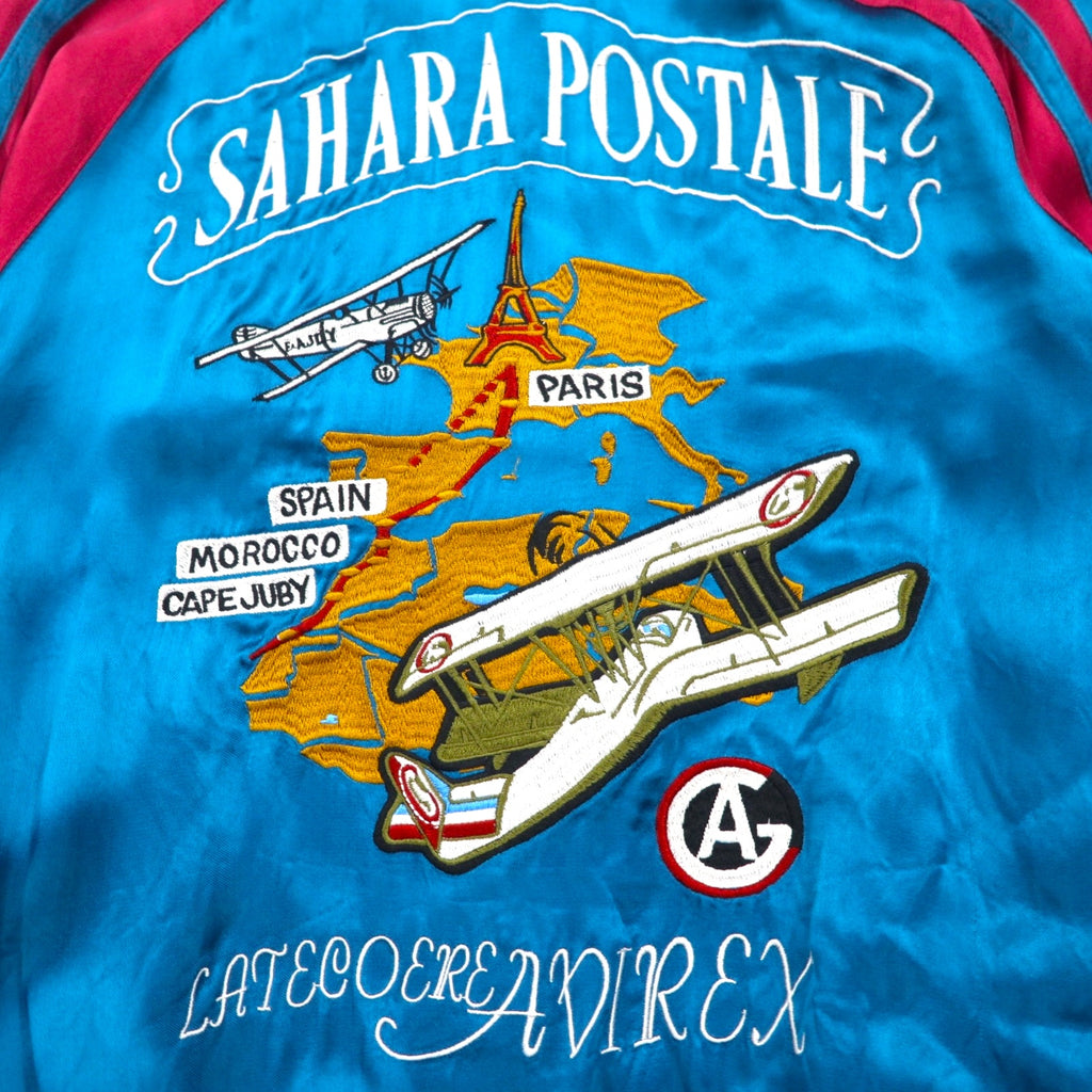 AVIREX Reversible Satin Sukajan Souvenir Jacket, Size L, Black/Blue, Rayon with Embroidery, 6112012