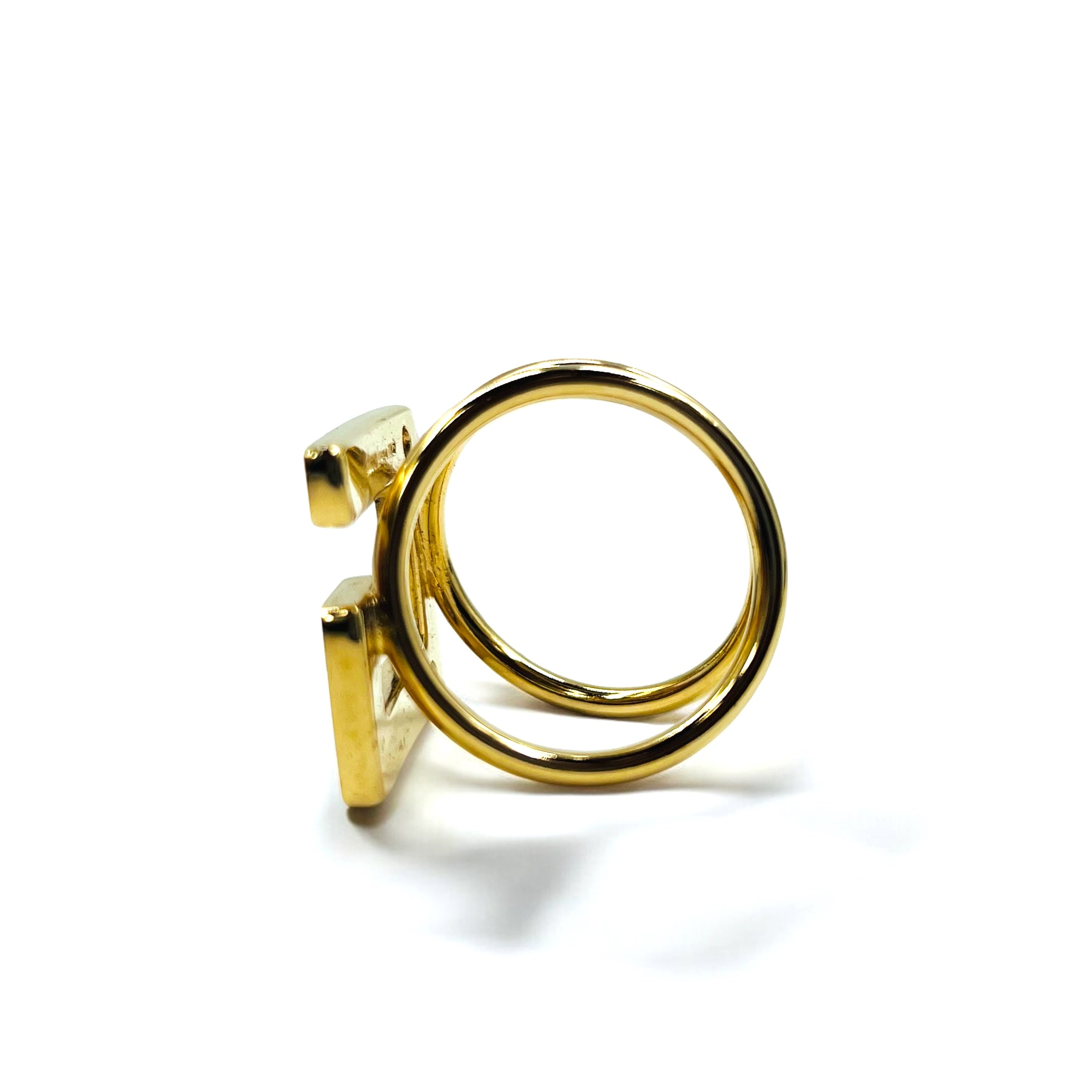 GUCCI Italian made G logo scarf ring in gold metal