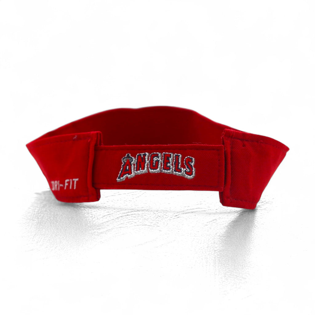 NIKEドライフィット サンバイザー キャップ FREE レッド MLB Los Angeles Angels スウォッシュ
