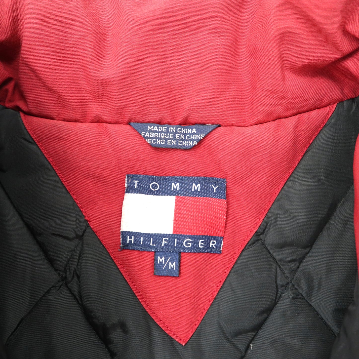 TOMMY HILFIGER 90年代 リュック付き ダウンベスト M レッド ナイロン TH OUTDOORS