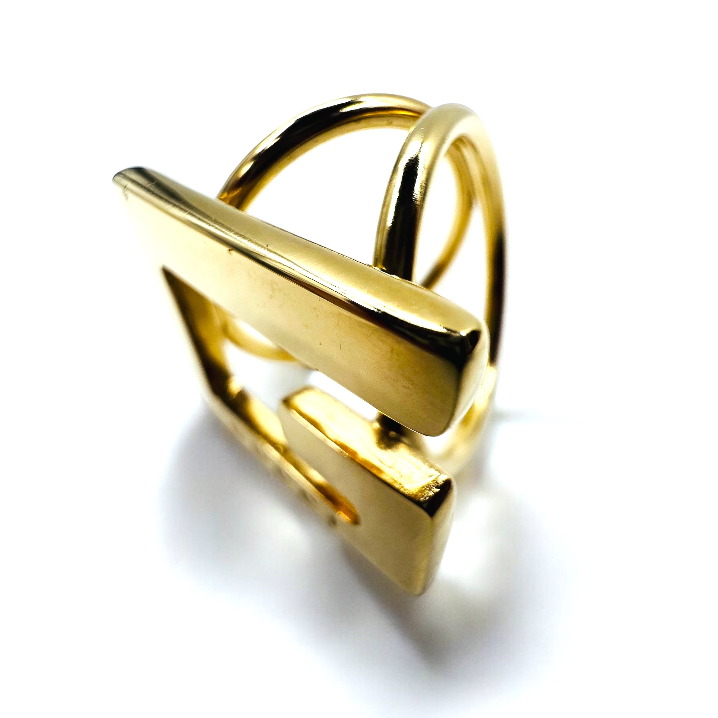 GUCCI Italian made G logo scarf ring in gold metal