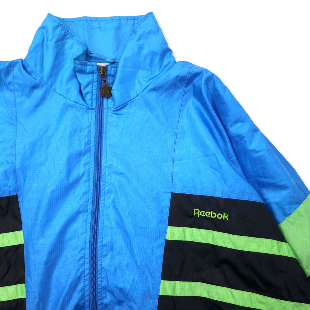 Reebok 90s Nylon Jacket Jersey M Blue Polyester Back Logo Embroidered