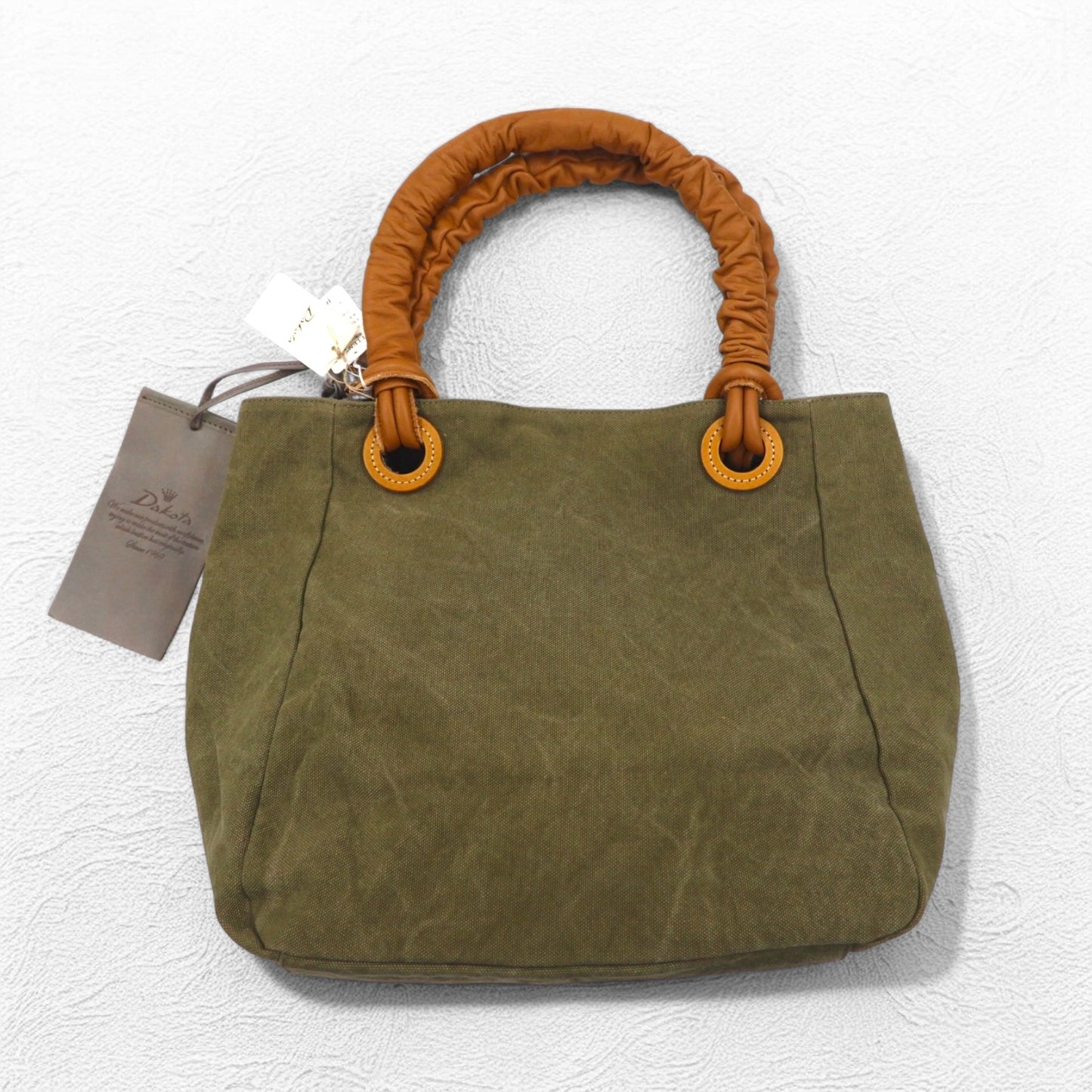 Dakota レザーハンドル キャンバス トートバッグ ショルダーバッグ カーキ 牛革 1530742 未使用品