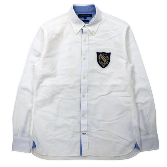 TOMMY HILFIGER オックスフォード ボタンダウンシャツ S ホワイト コットン Custom Fit ロゴワッペン