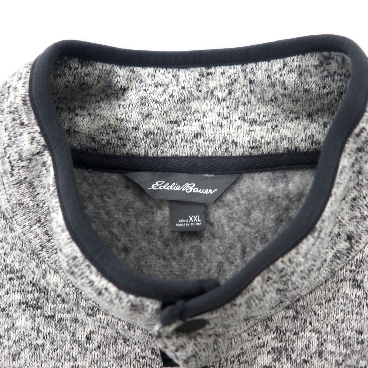 Eddie Bauer ハーフスナップ フリースジャケット XXL グレー ポリエステル ワンポイントロゴ刺繍 Heavyweight Radiator Fleece Snap Mock Pullover ビッグサイズ