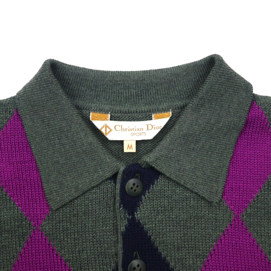 Christian Dior SPORTS 90年代 日本製 ポロニット セーター M チャコール ウール アーガイル