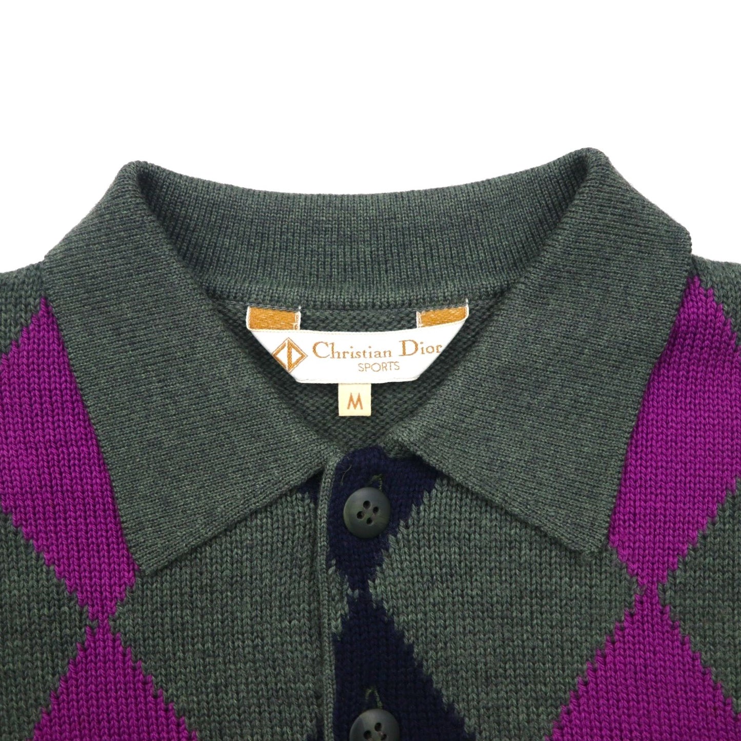 Christian Dior SPORTS 90年代 日本製 ポロニット セーター M チャコール ウール アーガイル