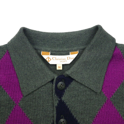 Christian Dior SPORTS 90年代 日本製 ポロニット セーター M チャコール ウール アーガイル