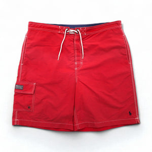 Polo by Ralph Lauren 90年代 ボードショーツ スイム ショーツ ハーフパンツ XL レッド ナイロン 水陸両用