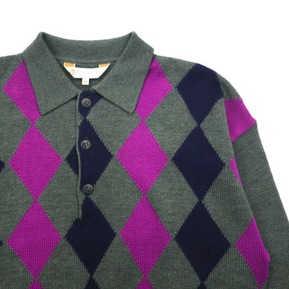 Christian Dior SPORTS 90年代 日本製 ポロニット セーター M チャコール ウール アーガイル