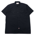 日本然リトテ-古着オンライン-Dickies 半袖 ワークシャツ XL ブラック ポリエステル コットン ビッグサイズ-Dickies Short Sleeve Work Shirt XL Black Polyester Cotton Big Size