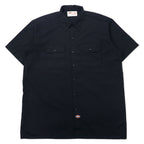 日本然リトテ-古着オンライン-Dickies 半袖 ワークシャツ XL ブラック ポリエステル コットン ビッグサイズ-Dickies Short Sleeve Work Shirt XL Black Polyester Cotton Big Size