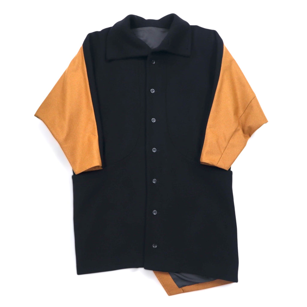 ka na ta Stand Collar Balloon Coat FREE Black Beige Bicolor Wool Made in Japan