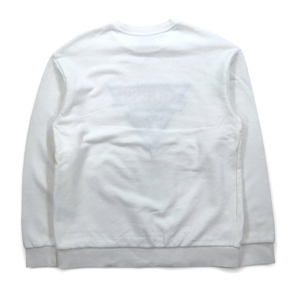 GUESS ORIGINALS Triangle Logo Embroidered Sweatshirt M White Cotton