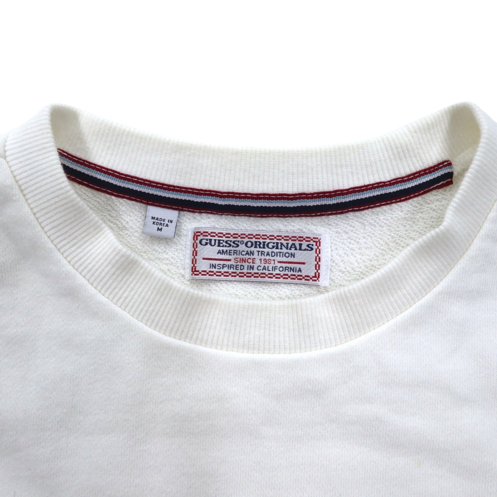 GUESS ORIGINALS Triangle Logo Embroidered Sweatshirt M White Cotton