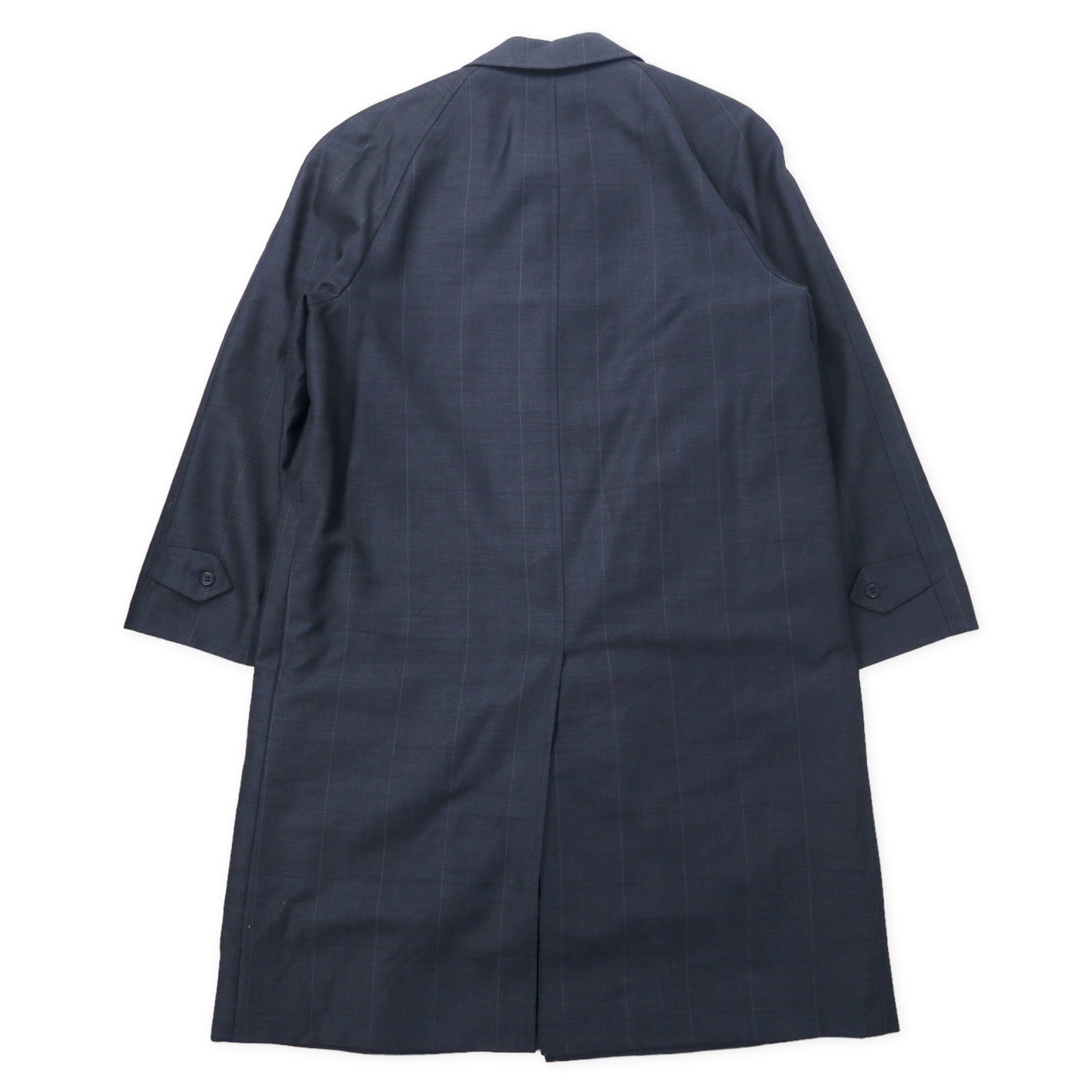 SANYO COAT 94-82-175 Navy CHECKED polyester wool mochir mixture