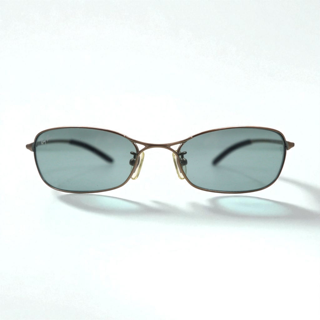 Ray-Ban Rectangle Sunglasses, Metal Frame, Gold, RB3210, 026/82, 55-18-130
