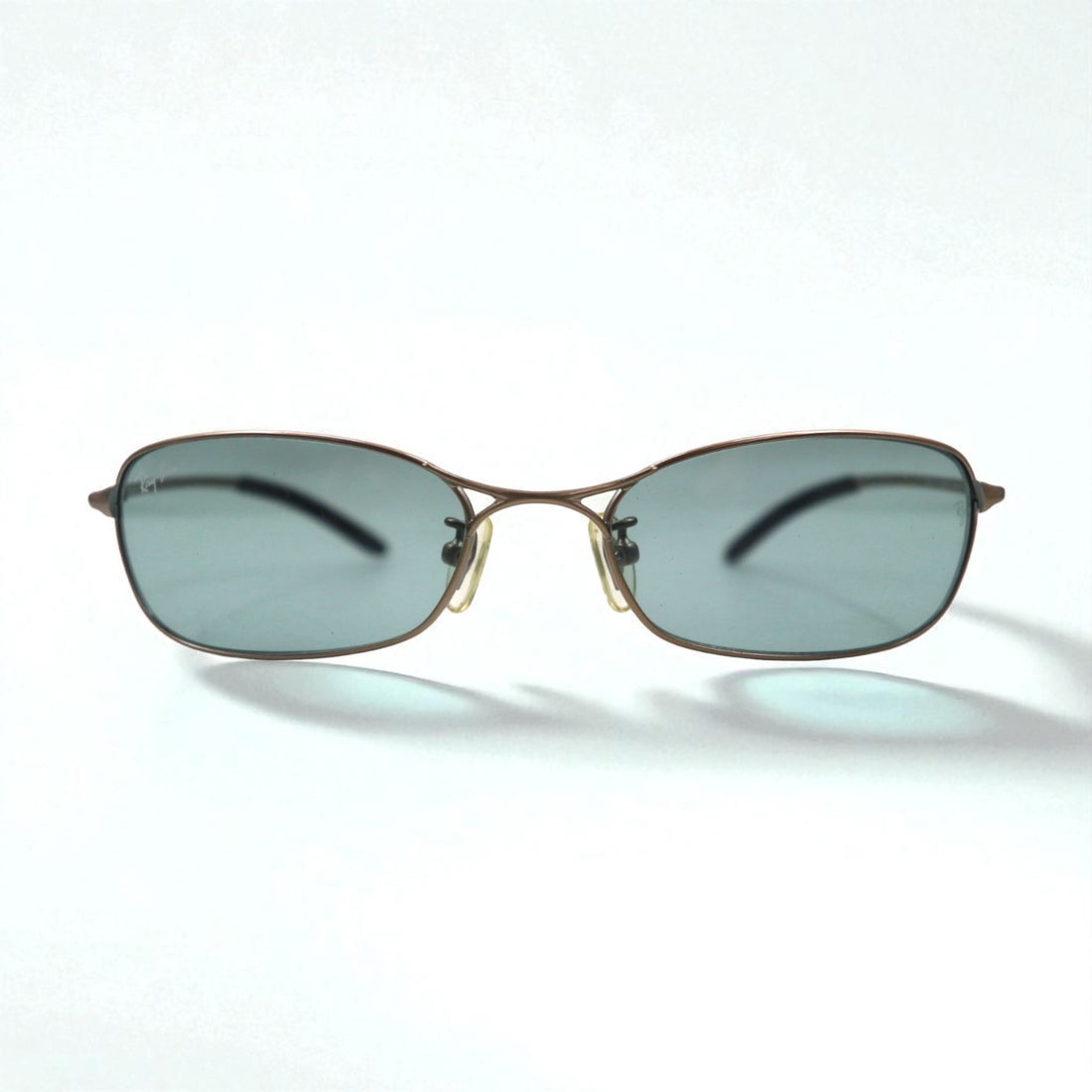 Ray-Ban Rectangle Sunglasses, Metal Frame, Gold, RB3210, 026/82, 55-18-130