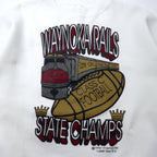 Hanes USA製 90年代 ACTIVE WEAR フットボール プリント スウェット L ホワイト コットン 裏起毛 両面プリント WAYNOKA RAILS