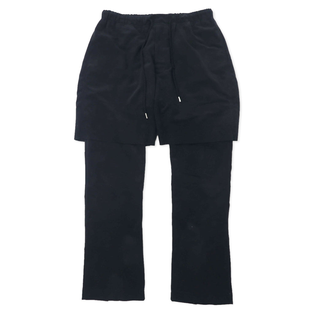 日本然リトテ-古着オンライン-Sasquatch Fabrix フェイクスエードレザー レイヤードパンツ M ブラック ポリエステル 16AW-PA-007 日本製-SASQUATCH FABRIX Fake SUEDE Leather Layered Pants M Black Polyester 16AW-PA-007 Japan MADE