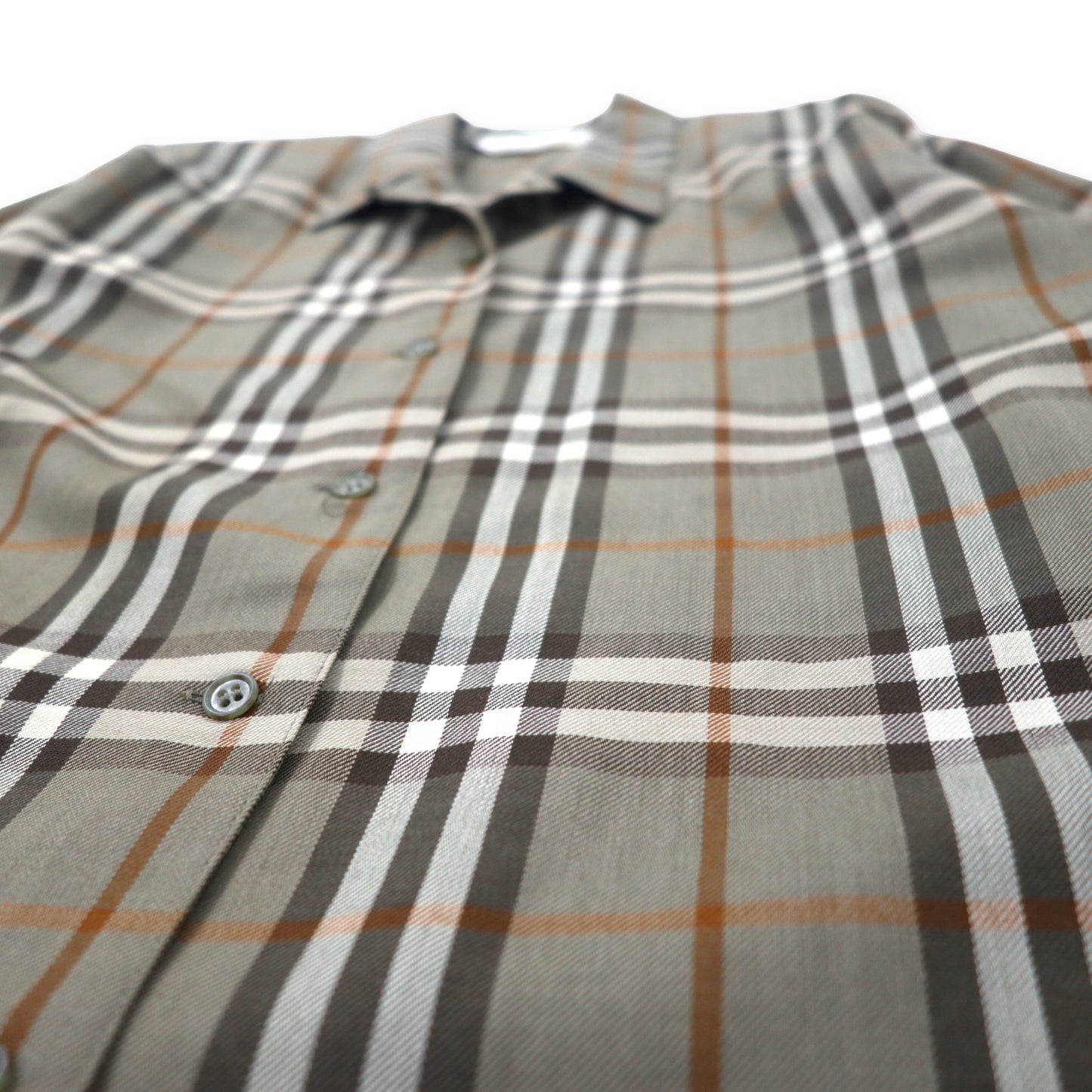 Burberrys ノバチェック オープンカラーシャツ スカート セットアップ 7R グレー ベージュ ウール 日本製 オールド 未使用品