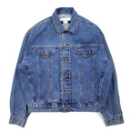 90年代 Warner Bros. ルーニーチューンズ キャラクター刺繍 デニムジャケット Gジャン M インディゴ ブルー コットン