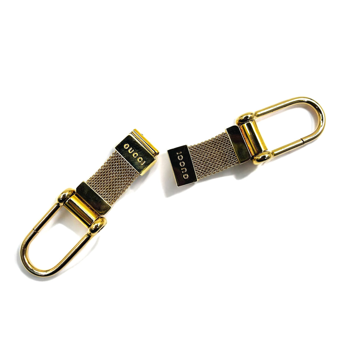 GUCCI Made in Italy Separate Key Holder Key Ring Gold Metal Mesh