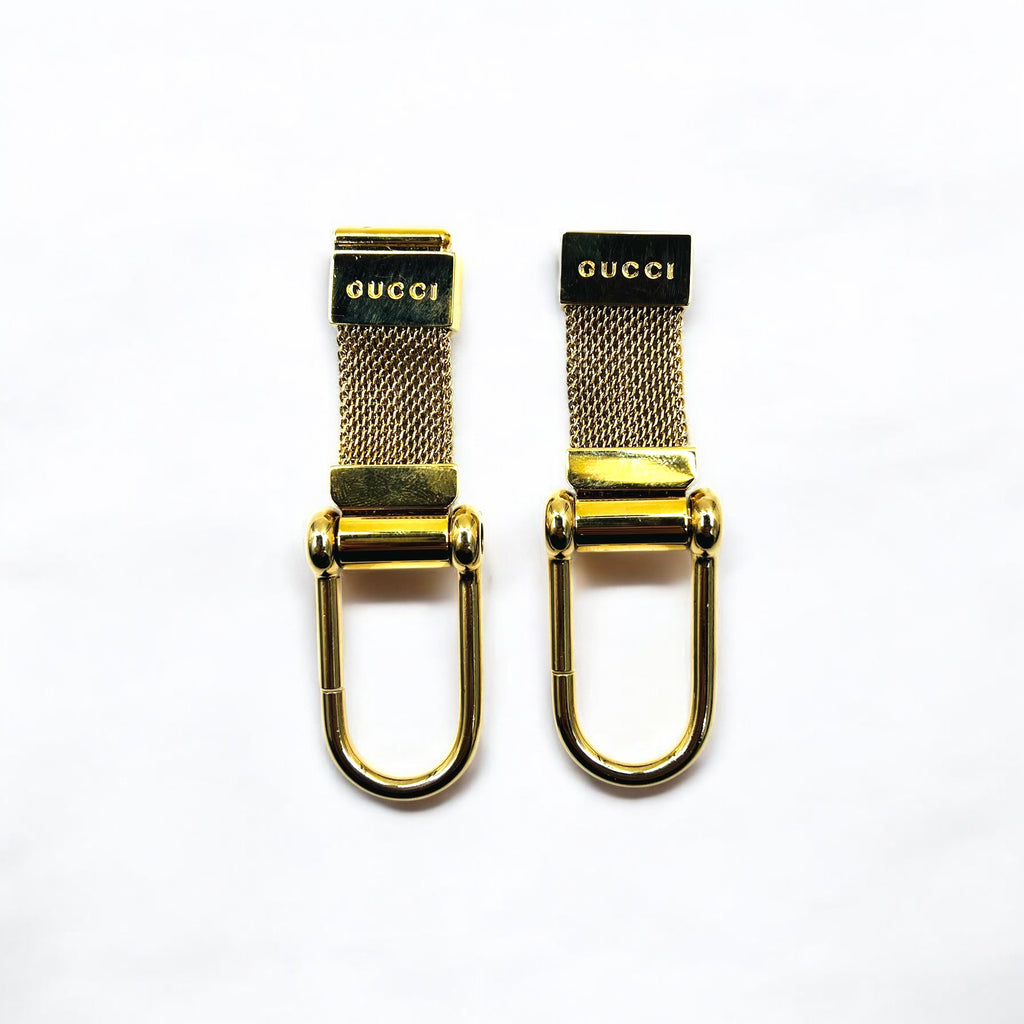 GUCCI Made in Italy Separate Key Holder Key Ring Gold Metal Mesh