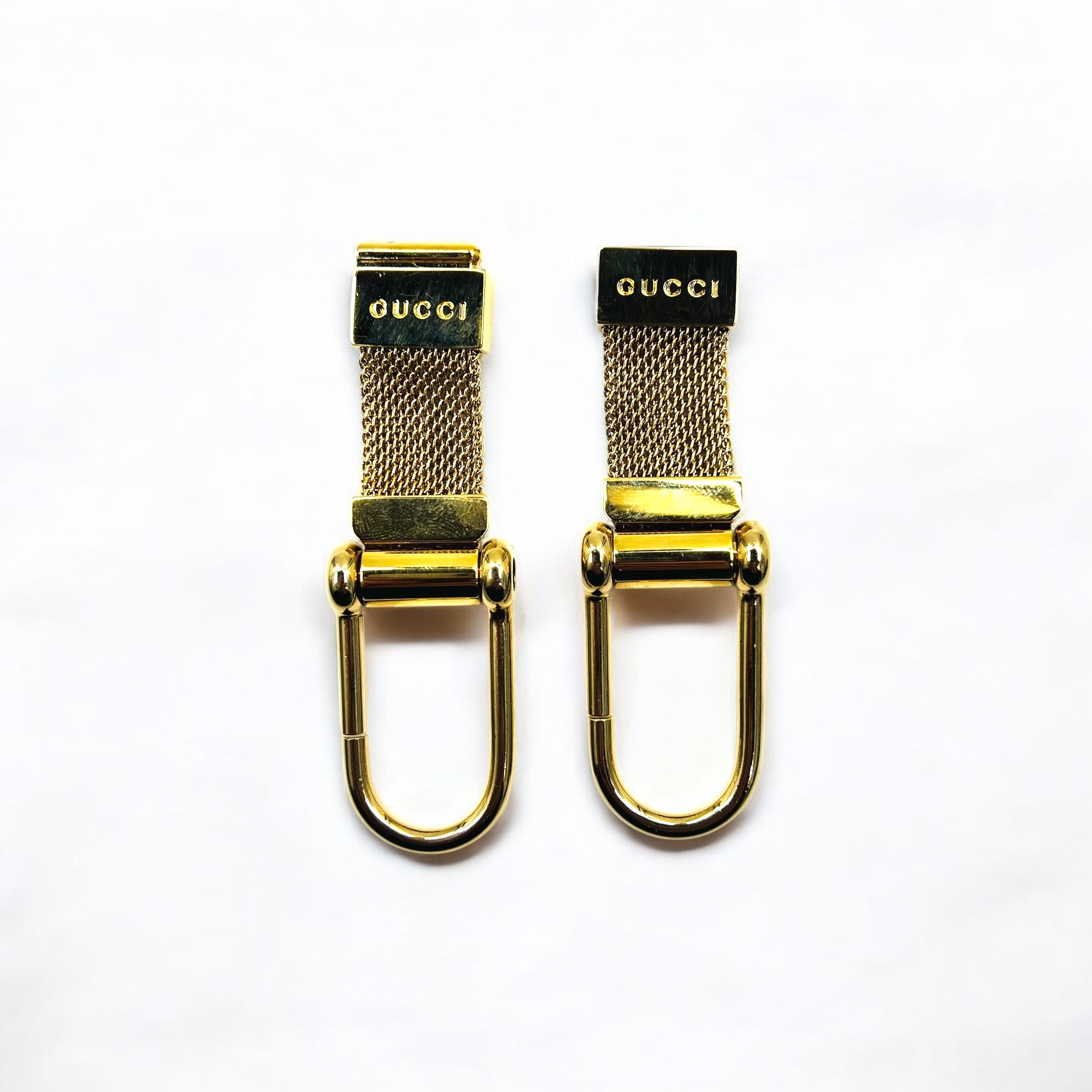GUCCI Made in Italy Separate Key Holder Key Ring Gold Metal Mesh