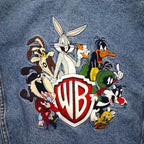 90年代 Warner Bros. ルーニーチューンズ キャラクター刺繍 デニムジャケット Gジャン M インディゴ ブルー コットン