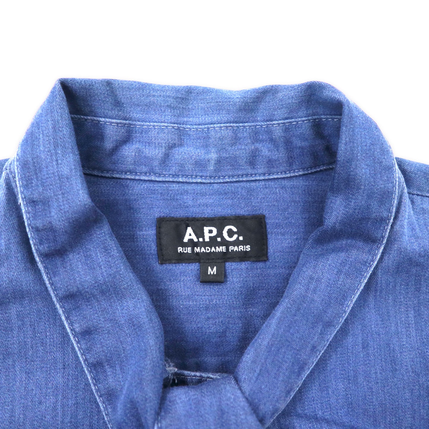 A.P.C. プルオーバー リボンシャツ ブラウス M ブルー インディゴ コットン