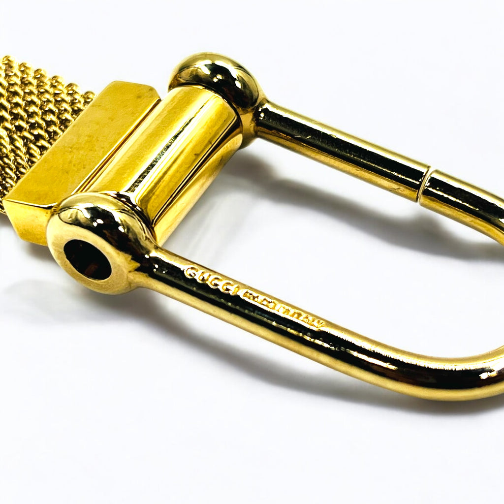 GUCCI Made in Italy Separate Key Holder Key Ring Gold Metal Mesh
