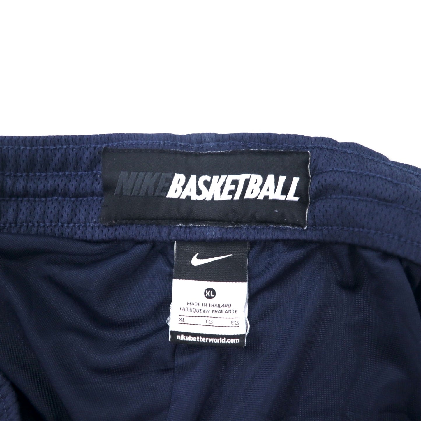 NIKE BASKETBALL ゲームパンツ ハーフパンツ バスパン XL ネイビー ポリエステル メッシュ スウォッシュロゴ刺繍