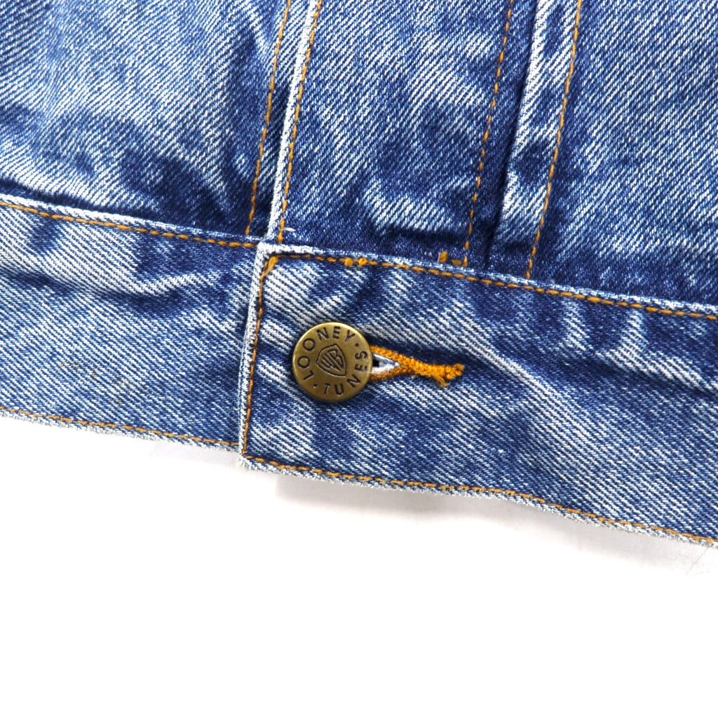 90年代 Warner Bros. ルーニーチューンズ キャラクター刺繍 デニムジャケット Gジャン M インディゴ ブルー コットン