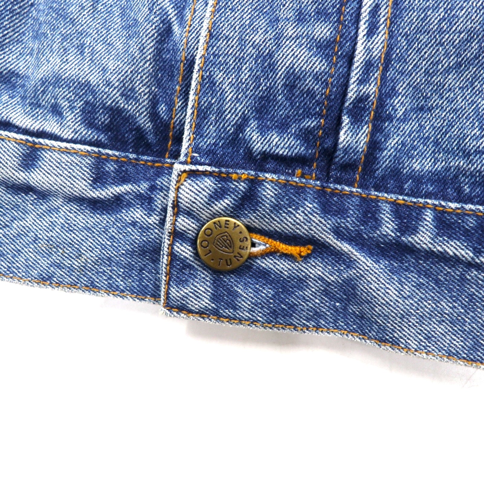 90年代 Warner Bros. ルーニーチューンズ キャラクター刺繍 デニムジャケット Gジャン M インディゴ ブルー コットン