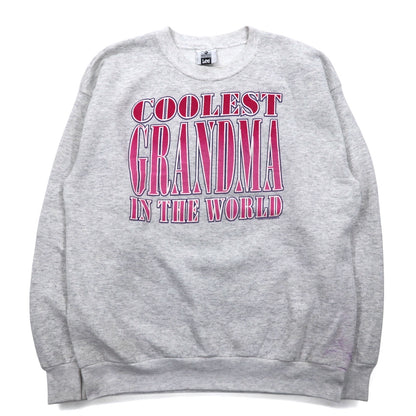 USA製 90年代 Lee プリント スウェット XL グレー COOLEST GRANDMA IN THE WORLD