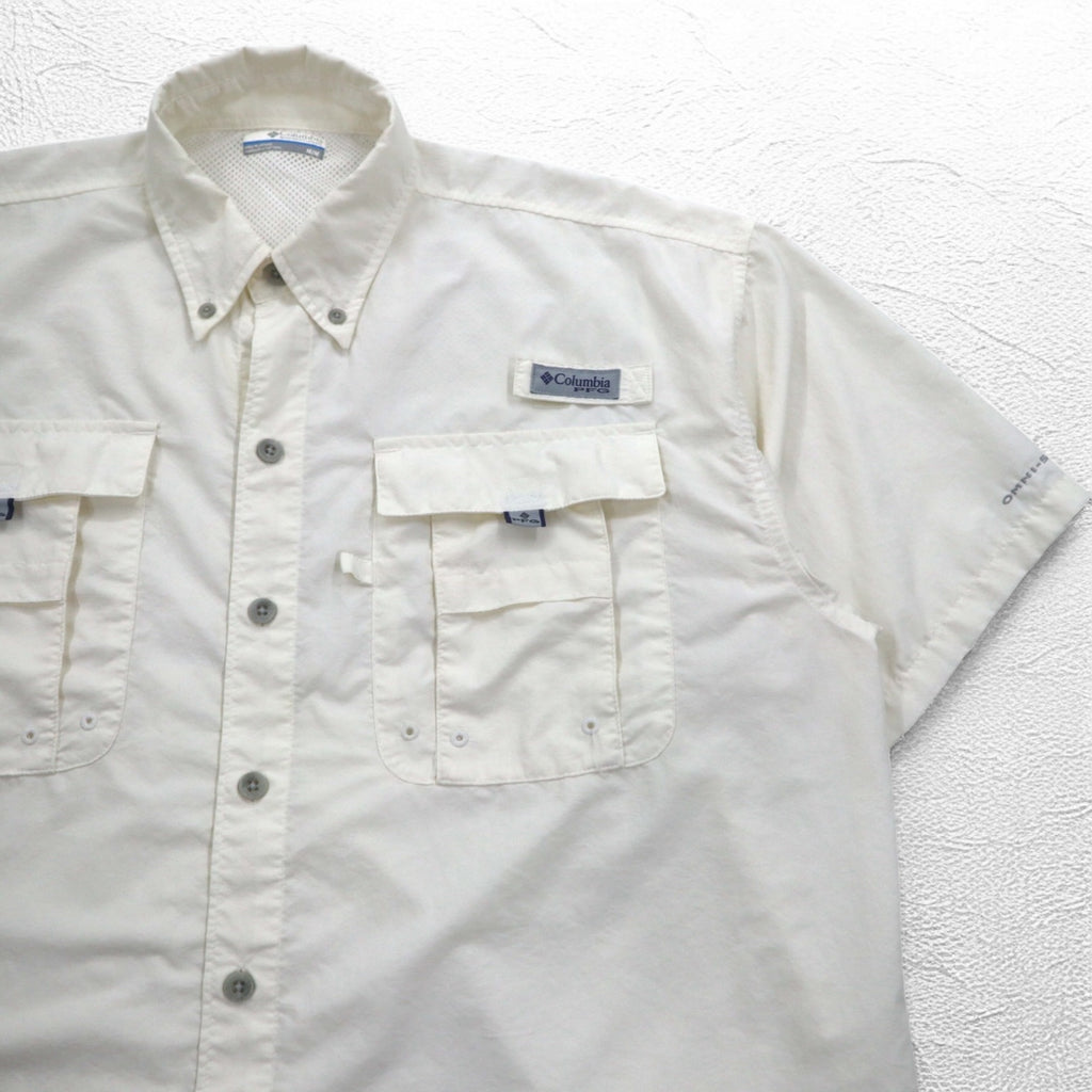 Columbia PFG バハマII ショートスリーブシャツ フィッシングシャツ M ホワイト ナイロン FM7047
