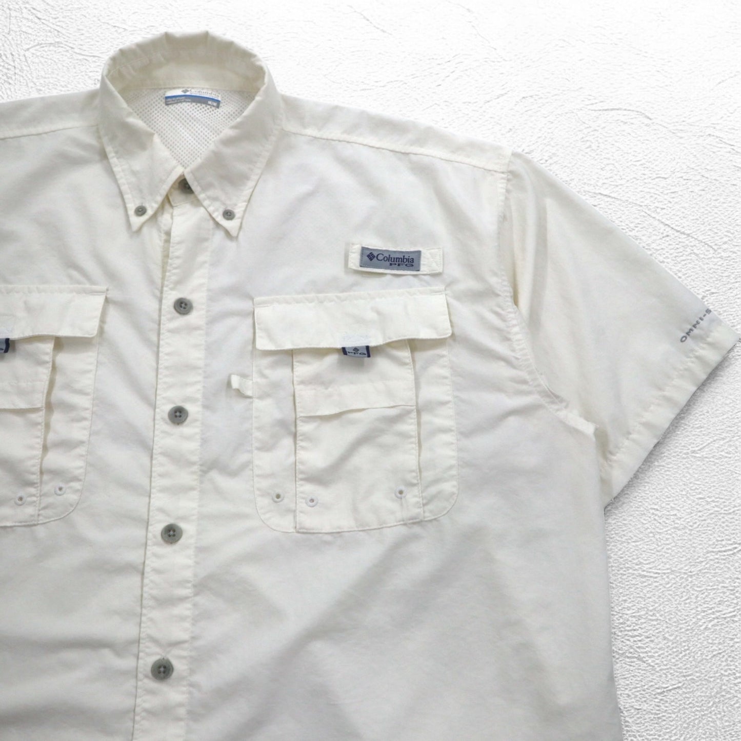 Columbia PFG Bahama II Short Sleeve Shirt Fishing Shirt M White Nylon FM7047