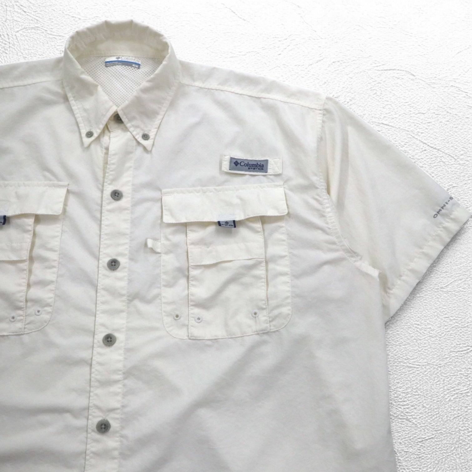 Columbia PFG バハマII ショートスリーブシャツ フィッシングシャツ M ホワイト ナイロン FM7047