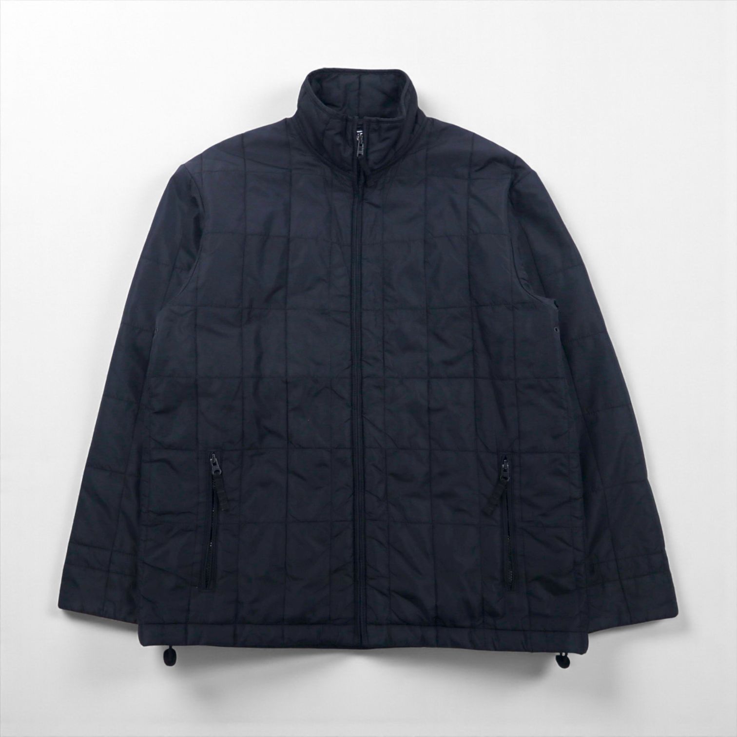 Polo Ralph Lauren 90s Quilted Jacket, Size L, Navy, Nylon, Padded, Drawcord, Stand Collar