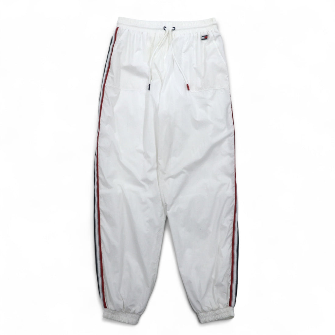 TOMMY HILFIGER SPORT nylon track pants jersey S white side line