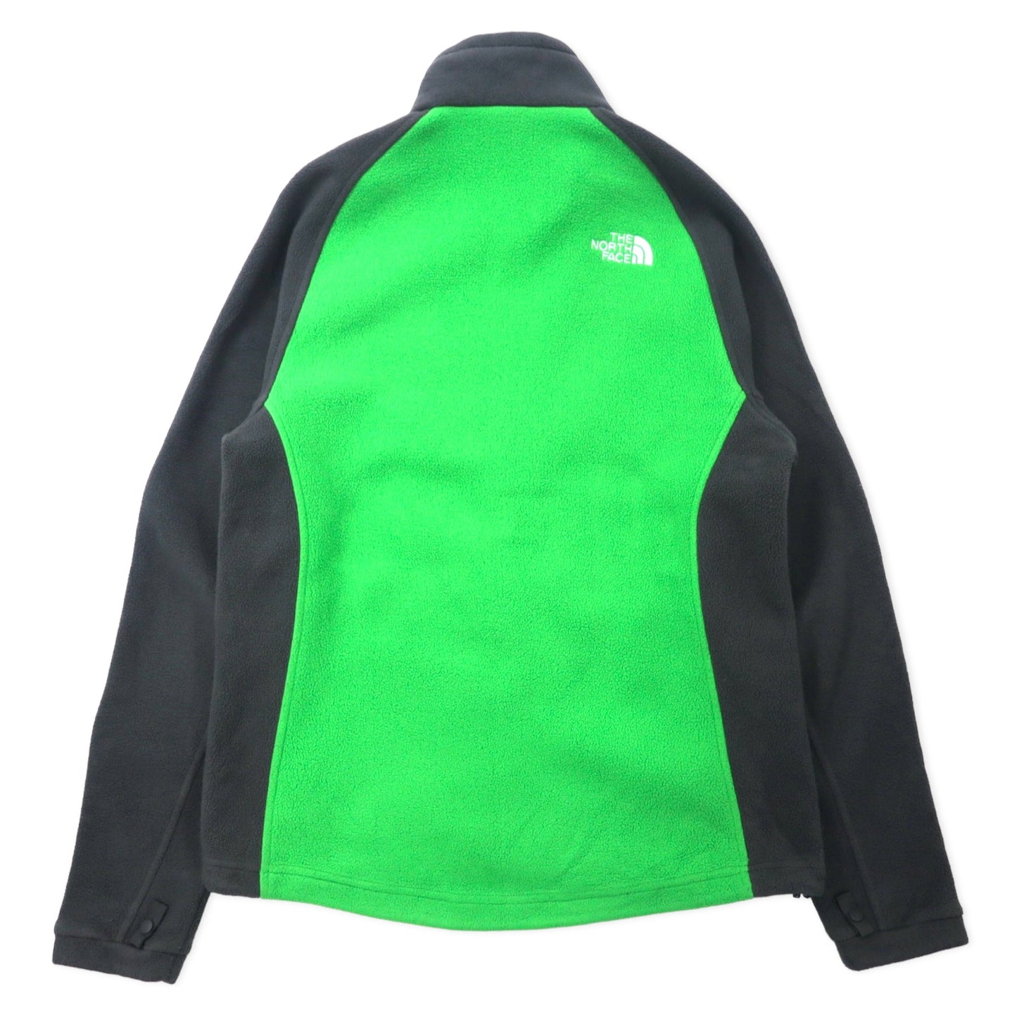 THE NORTH FACE フルジップ フリースジャケット S グリーン グレー ポリエステル ワンポイントロゴ刺繍