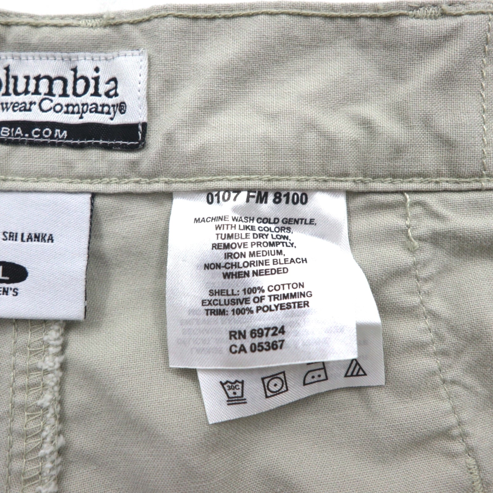 Columbia PFG Bush Shorts, Large, Beige, Cotton, Pocket, FM8100