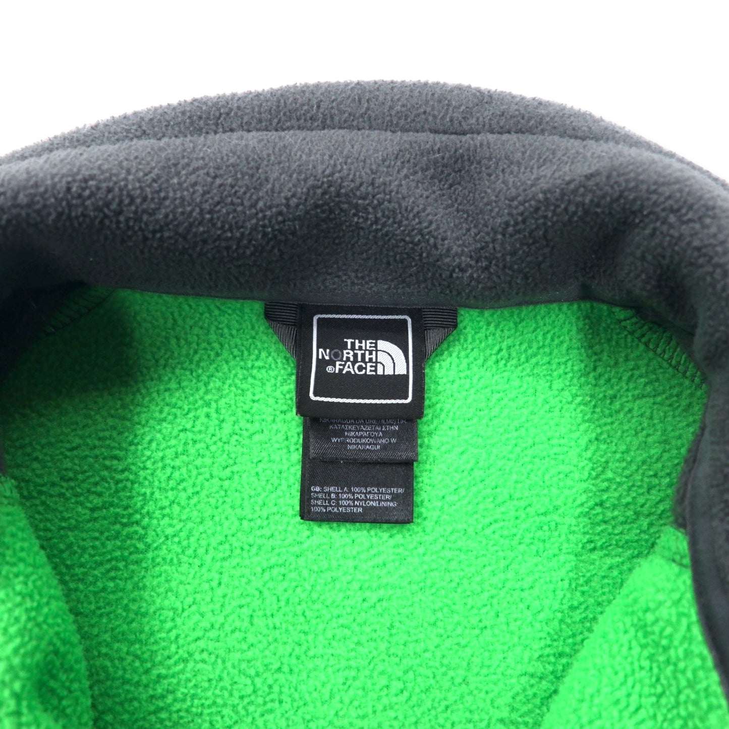 THE NORTH FACE フルジップ フリースジャケット S グリーン グレー ポリエステル ワンポイントロゴ刺繍