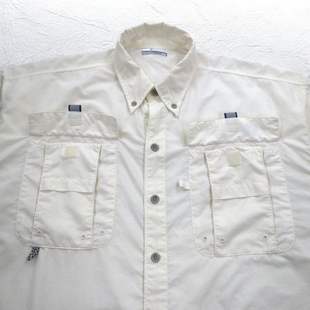 Columbia PFG バハマII ショートスリーブシャツ フィッシングシャツ M ホワイト ナイロン FM7047